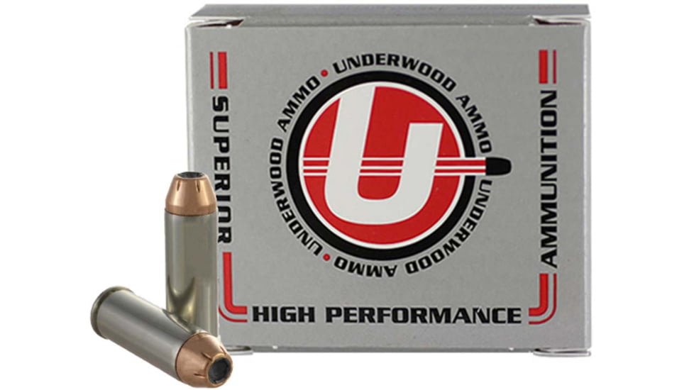 Underwood Ammo .45 Colt +P 300 Grain Jacketed Hollow Point Nickel Plated Brass Cased Pistol Ammo, 20 Rounds, 435