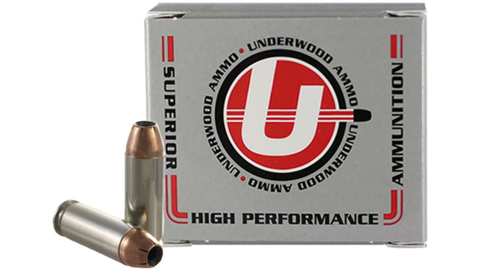 Underwood Ammo .45 Winchester Magnum 230 Grain Jacketed Hollow Point Nickel Plated Brass Cased Pistol Ammo, 20 Rounds, 437