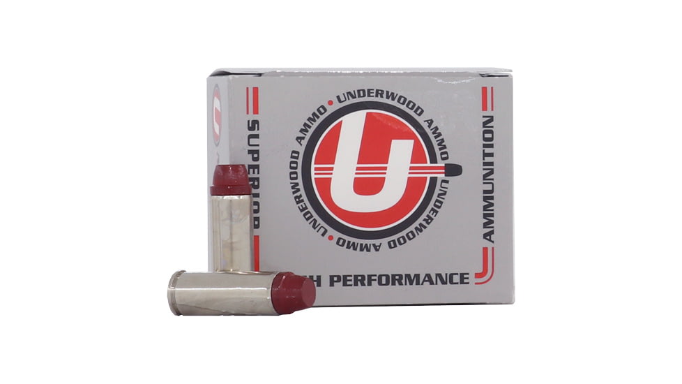 Underwood Ammo .45 Colt 255 Grain Coated Hard Cast Nickel Plated Brass Cased Pistol Ammo, 20 Rounds, 725