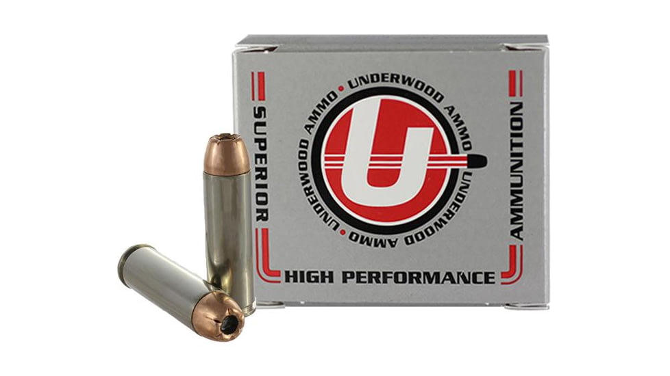Underwood Ammo .500 S&amp;W Magnum 350 Grain Jacketed Hollow Point Nickel Plated Brass Cased Pistol Ammo, 20 Rounds, 348