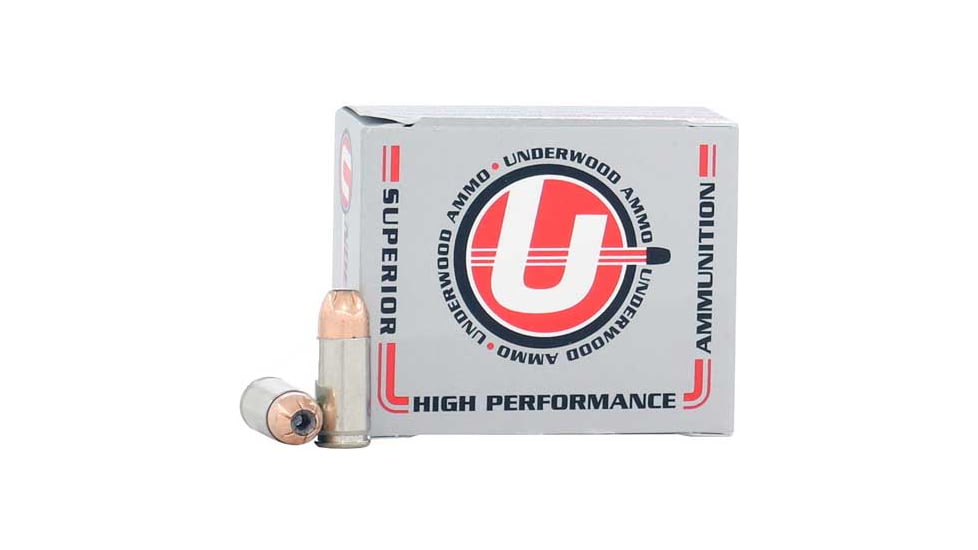 Underwood Ammo 9mm Luger 124 Grain Jacketed Hollow Point Nickel Plated Brass Cased Pistol Ammo, 20 Rounds, 114