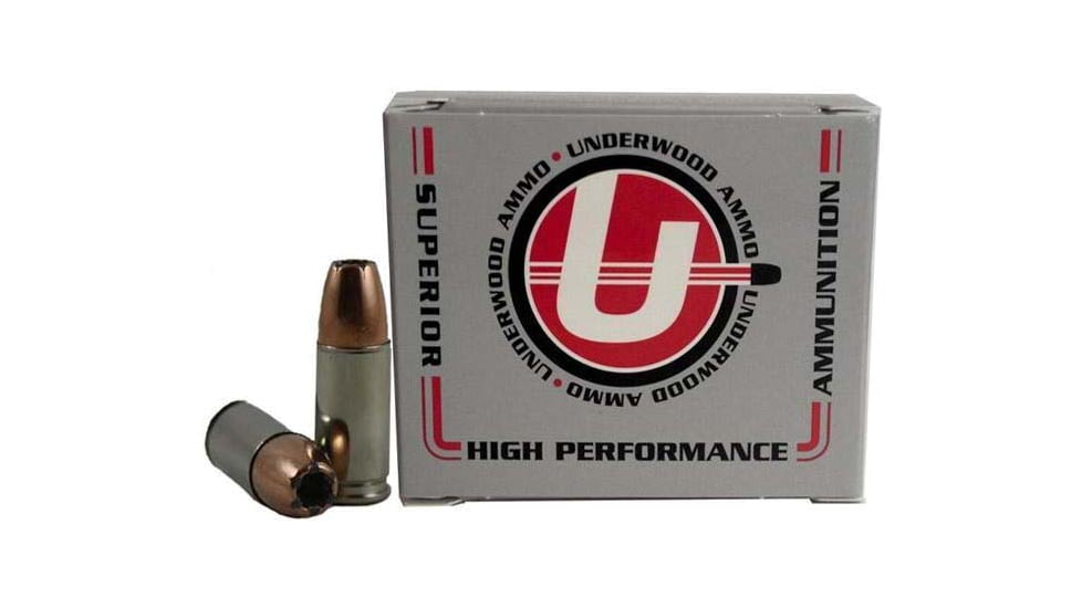 Underwood Ammo 9mm Luger +P+ 147 Grain Bonded Jacketed Hollow Point Nickel Plated Brass Cased Pistol Ammo, 20 Rounds, 133