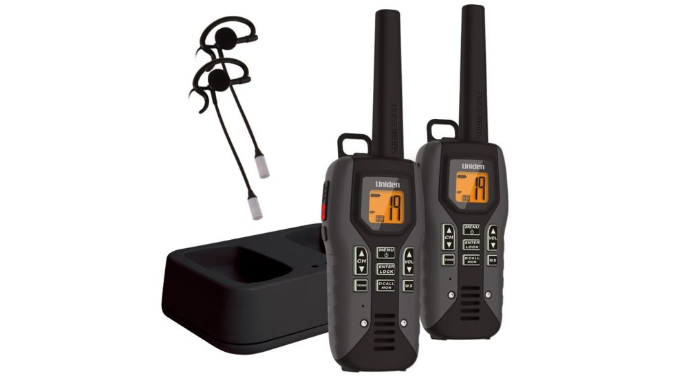 Uniden 50-Mile GMRS/FRS Radio - 2 Radios, Micro USB, Charge Cradle, TRU waterproof, Boom VOX Headset, Black GMR5098-2CKVP