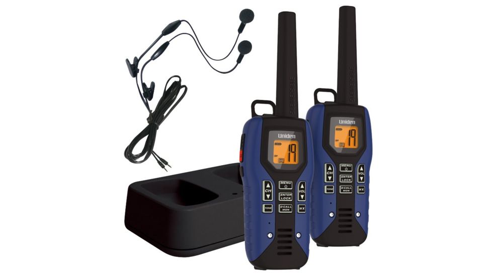 Uniden 50-Mile GMRS/FRS Radio - 2 Radios, Micro USB, Charge Cradle,TRU waterproof, Headset, Navy/Black GMR5095-2CKHS