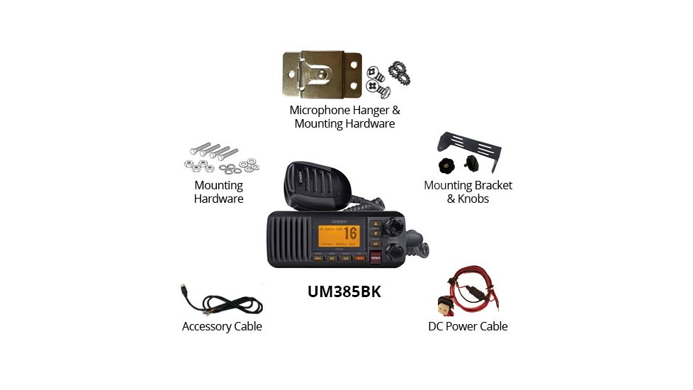 Uniden Fixed Mount Marine Radio with DSC, 25 Watt, Black, UM385BK