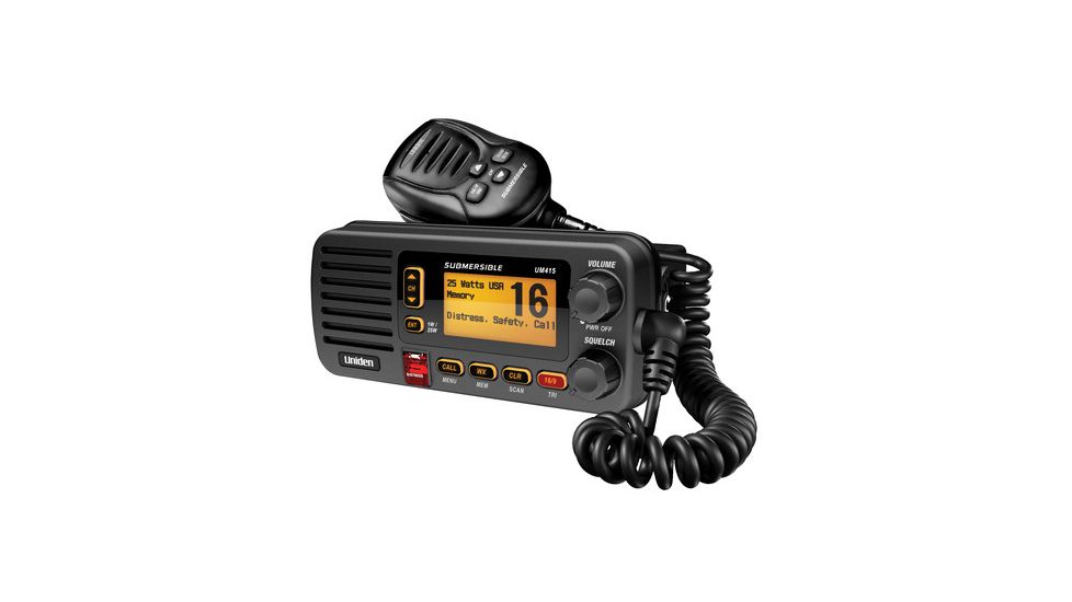 Uniden Oceanus D Submersible Class D DSC Marine Radio, Black, VHF, 1Watt/25Watts, 7in. W x 3in. H x 6in. D UM415BK