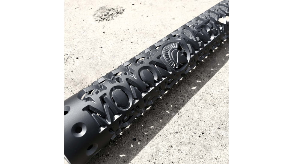 Unique-ARs Molon Labe AR-15 Handguard, Cerakote Armor Black/Anodize Black, 12in, molon12