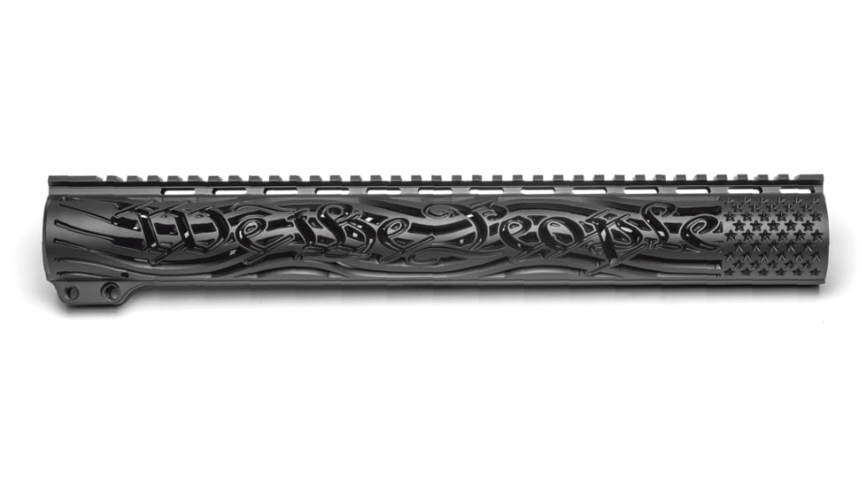 Unique-ARs Slim Charging We The People AR-15 Handguard, Cerakote Armor Black/Anodize Black, 12in, slimcwtp12