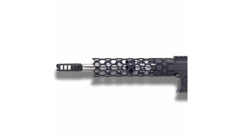 Unique-ARs Ultra-Light Hex Handguard with Dolos Locking Ring, Cerakote Armor Black, 9 in dolossmhex9
