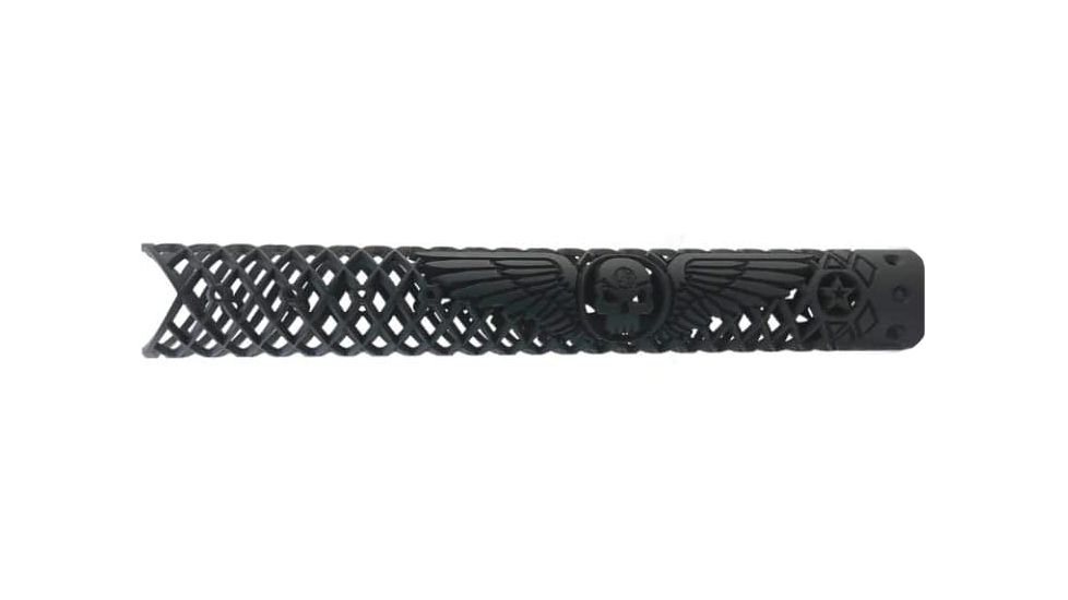 Unique-ARs Wicked Wings Handguard, Dolos Locking Ring, AR-15, 15 inch, Cerakote Armor Black/Anodize Black, doloswicked15