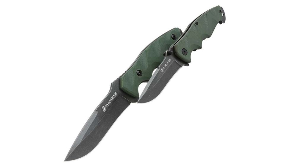 United Cutlery 2pc USMC Tactical Fighting Set,Stonewash Plain,G10 Handles UC3087