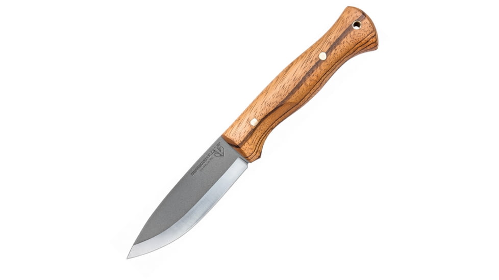 United Cutlery Bushmaster Explorer Knife, 9.5in Overall, 4.38in Gray Coated 1095Hc Steel Blade, Brown Wood Handle, Brown Leather Sheath, UC3249