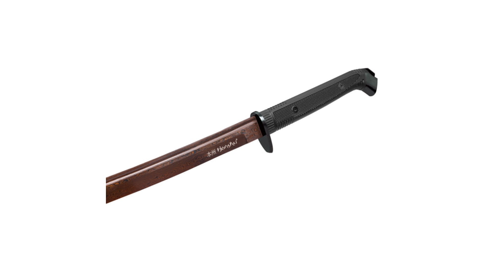 United Cutlery Honshu Damascus Wakazashi, 40.5in Overall, 30.25in Blade, Black Checkered Tpr Handle, SS Guard, Hellfire Damascus Steel Blade, Black Tpr Scabbard, Black, UC3125D