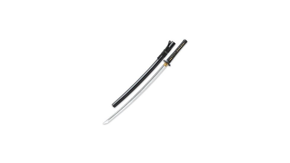 United Cutlery Longquan Master Katana Sword, black and gold handle, silver blade, 39 1/2&quot; UC3193