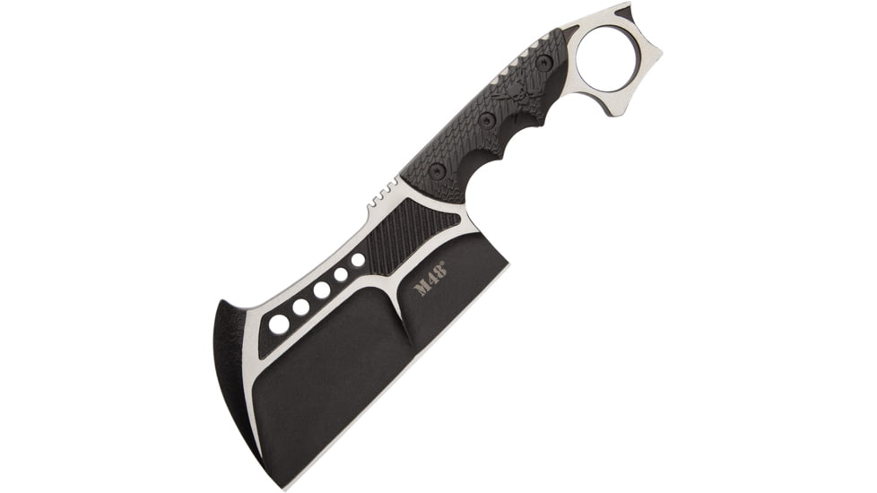 United Cutlery M48 Conflict Cleaver With Vort Knife, 6.25 black oxide coated 2Cr13 stainless cleaver s, Black finger grooved nylon handle, UC3425