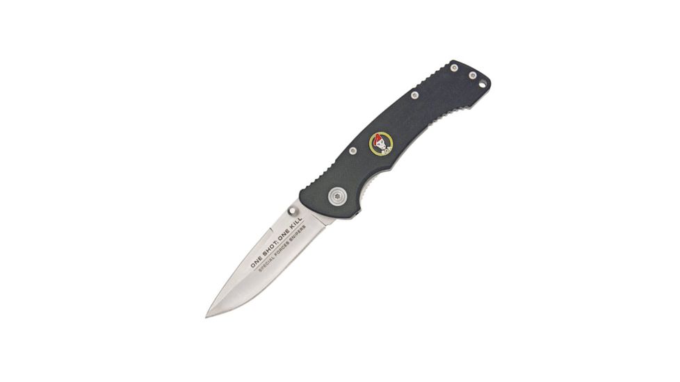 United Cutlery One Shot One Kill Sniper Auto Assist Folder Knive, 440 Stainless Blade With Dual Thumb Studs, Black Carbon Fiber Handles With Soa Inlay Shield, UC2647