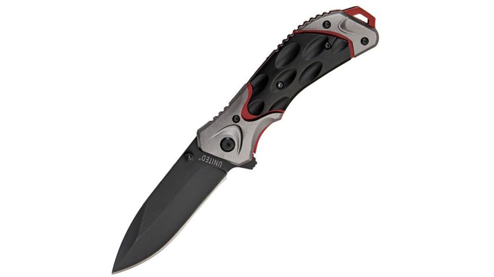 United Cutlery Rampage Assisted Open Folder, Red/Black Handle, Plain UC2726