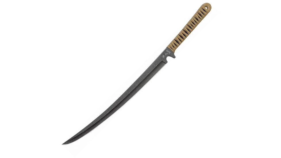 United Cutlery Ronin to Sword Khaki, 26.5in Overall, 17in Black Stonewash SS Blade, Tan Cord Wrapped Faux Rayskin Handle, Tan Nylon Sheath, Black, UC3272