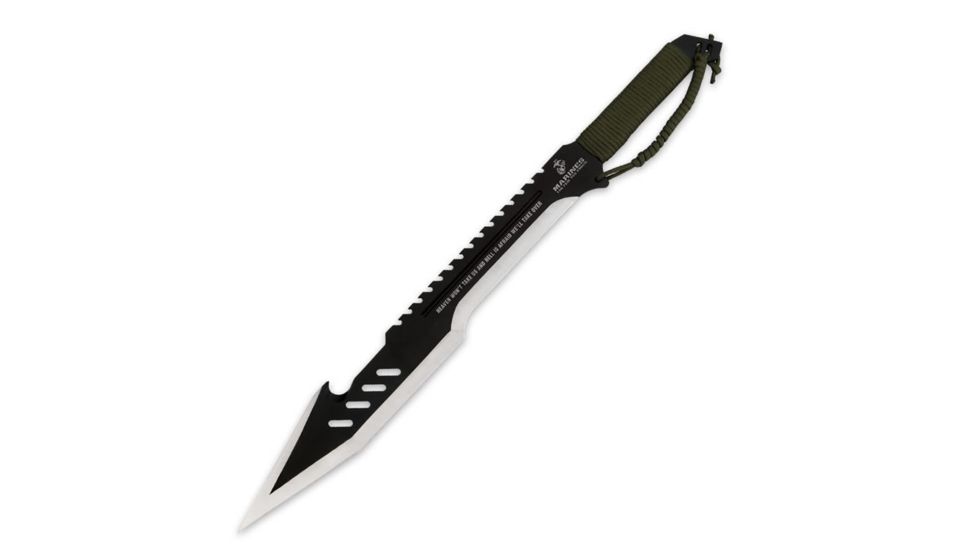 United Cutlery U.S.M.C Tanto Machete Sawback Sword, Rock-Solid 3Cr13 Stainless Steel, Non-Reflective Anodized Black Finish, UC3057