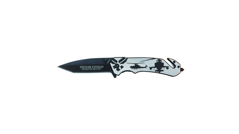 United Cutlery United Air Patrol Assist Folder Knive, 3 1/2in Anodized Stainless Steel Tanto-Point Blade, Aluminum Handle, Silver, UC2706