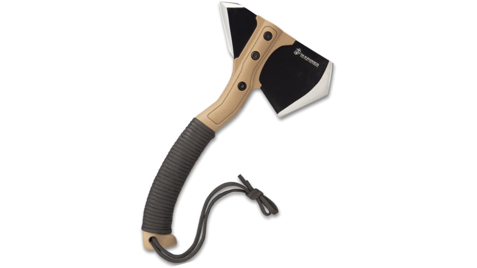 United Cutlery USMC Field Axe, 6.5 black finish stainless axe head with 3.5 cut, Tan ABS handle, UC3365