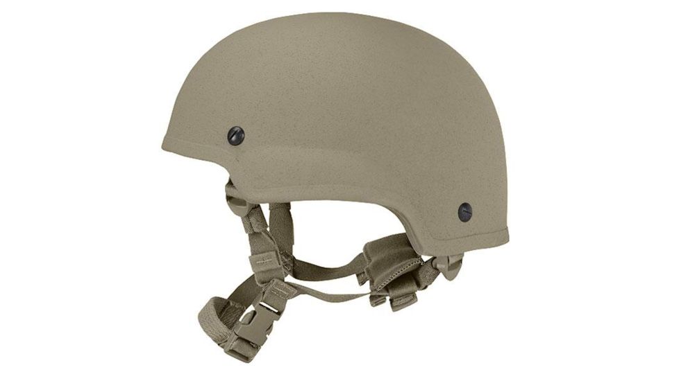 United Shield ACH Ballistic Helmet Level IIIA Military Style Mid Cut w/ 4pt Harness System, Tan, Medium ACH-MICH MIL- MID CUT-TN-MD