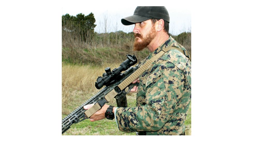 United States Tactical C4 - 2-to-1 Point Shock Webbing Sling, 1.25in, QD Swivel, Coyote, UST-SLC00402QD