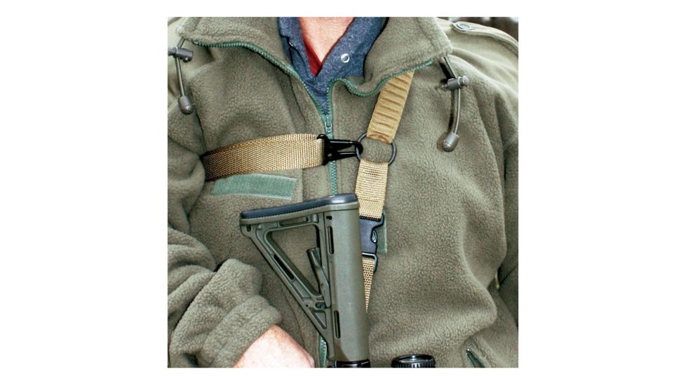 United States Tactical C4 2-to-1 Point Shock Webbing Sling, QD, Coyote, One Size, UST-SLC00402QD