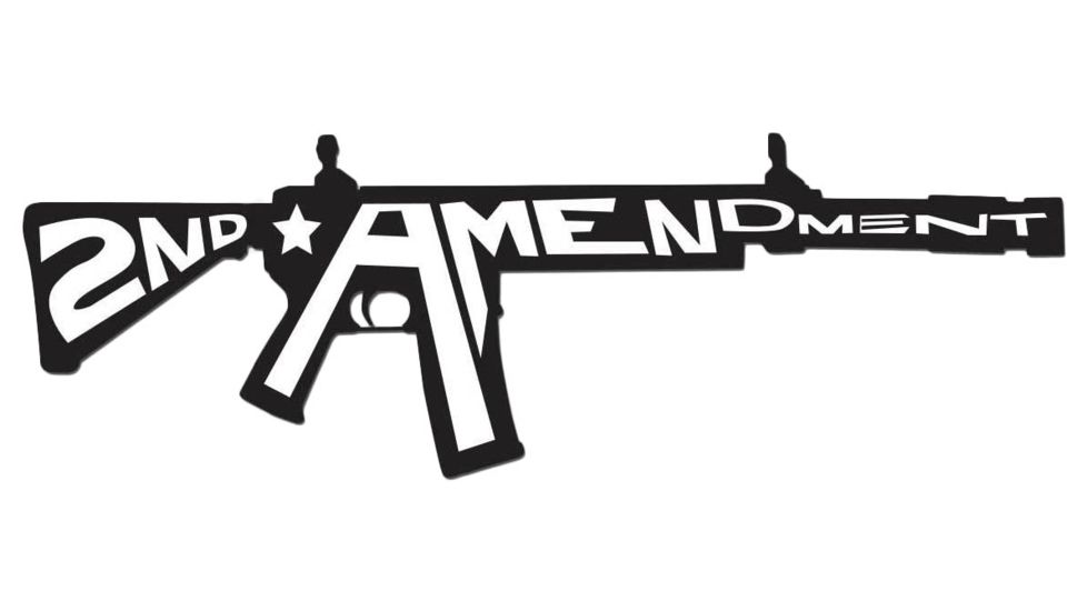 United States Tactical Sticker - 2nd Amendment, White on Black, BS-779