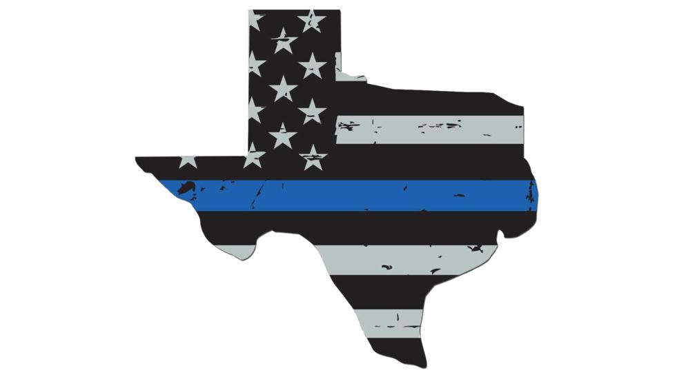 United States Tactical Sticker - Thin Blue Line Texas Flag, BS-766