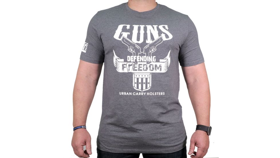 Urban Carry Guns Defending Freedom T-Shirt, Dark Gray, Small UC-Sht067