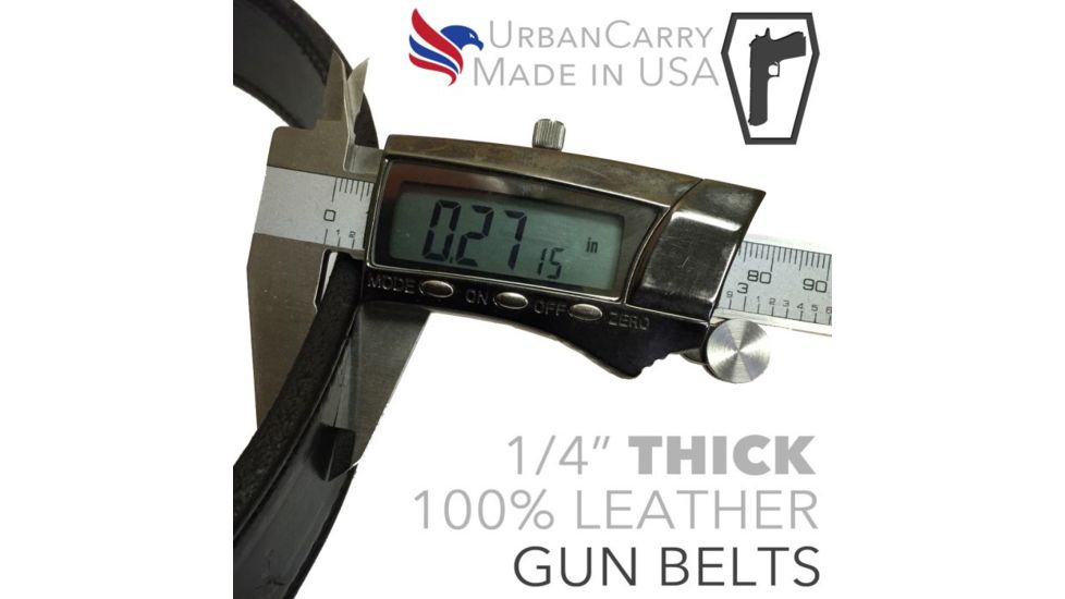 Urban Carry Heavy Duty 0.25 in Thick Singly-Ply Leather Gun Belt, Black, Belt 68 in /Waist 64 in UC-BLT-EB-Bk-68