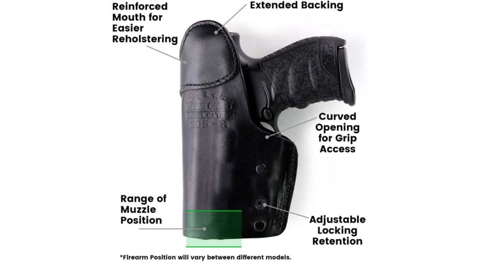 Urban Carry LockLeather IWB Holster Size #209,Right, Black, LL-IWB-209-BK-R