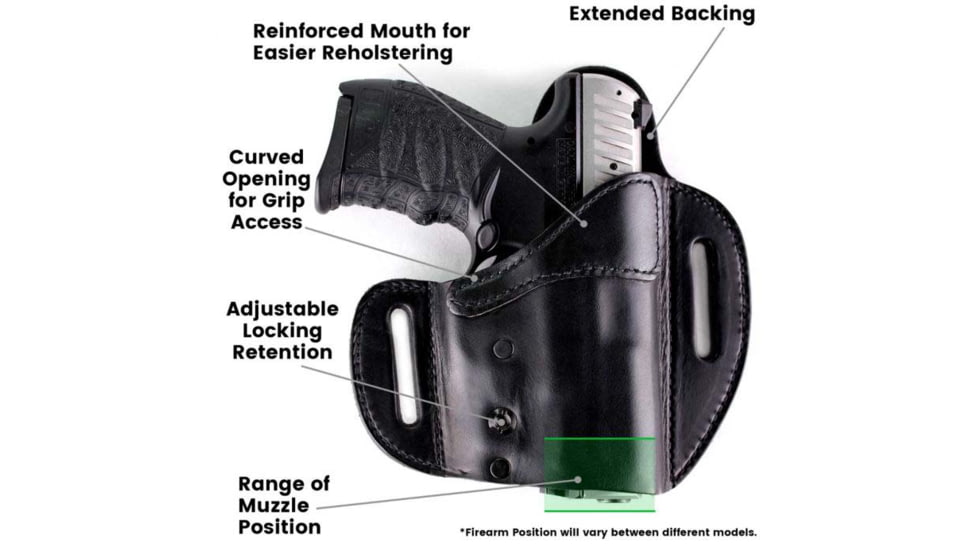 Urban Carry LockLeather OWB Holster Size #215, Right Handed, Black, LL-OWB-215-BK-R