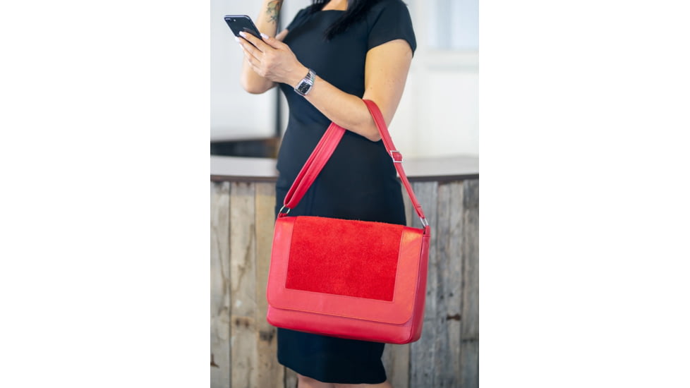 Urbn Chc Callisto Suede Kevlar Purse, Red Suede, Large, CALREDS002