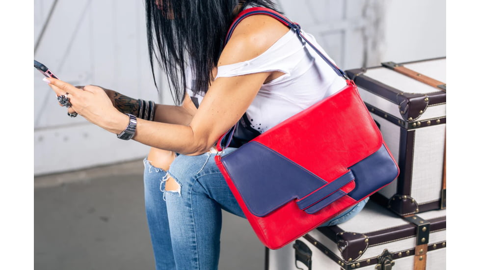 Urbn Chc Carme Bulletproof Purse, Red/Indigo, Large, CARRED/002