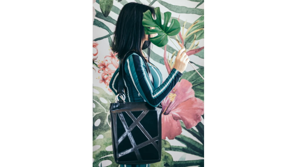 Urbn Chc Luna Suede Kevlar Tote Bag, Veg Look Black/Black Suede, Large, LUNBLKS001