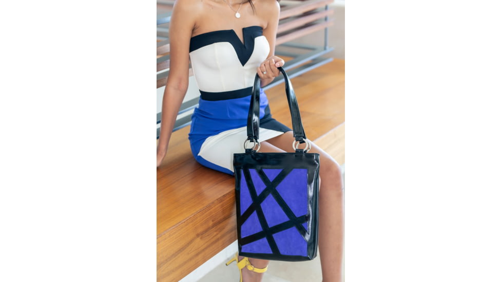 Urbn Chc Luna Suede Kevlar Tote Bag, Veg Look Black/Indigo Suede, Large, LUNINDS