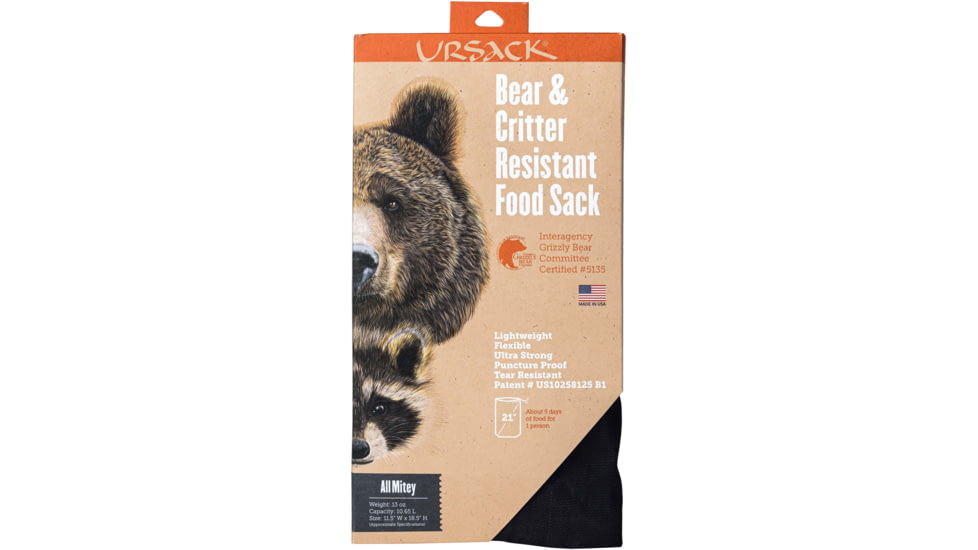 Ursack AllMitey Bear and Critter Resistant Food Bag, Black, 10.65L, URSALMBLK