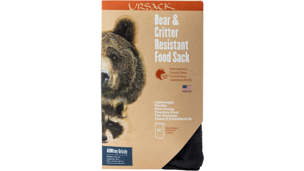 Ursack AllMitey Grizzly Bear and Critter Resistant Food Bag, Black, 20L, URSGRZBLK