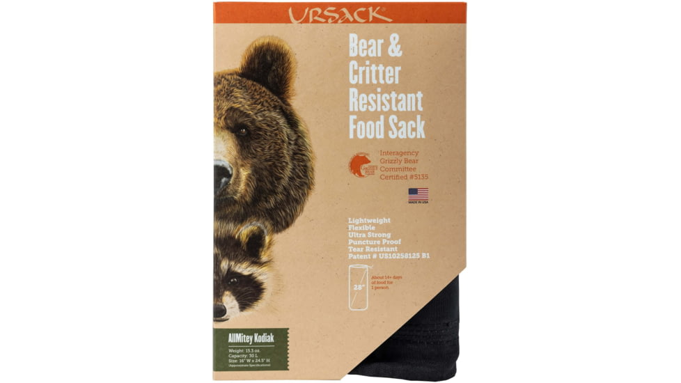 Ursack AllMitey Kodiak Bear and Critter Resistant Food Bag, Black, 30L, URSKODBLK