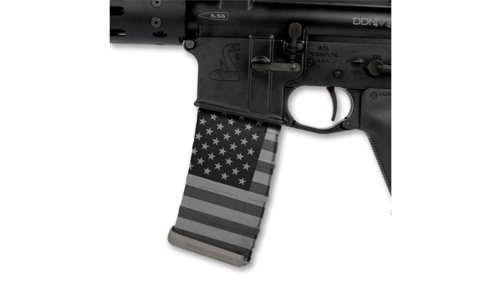 US Night Vision Mag Wraps Rapid Wraps AR Mag Flag Pattern, US Flag Gray Clean 26545