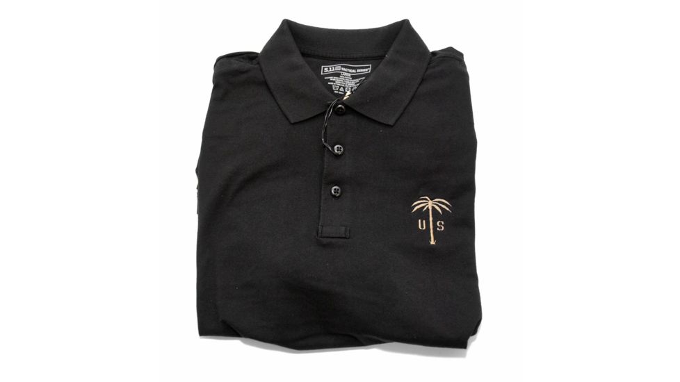 US Palm Short Sleeve Logo Polo, Black, Large 9C4100