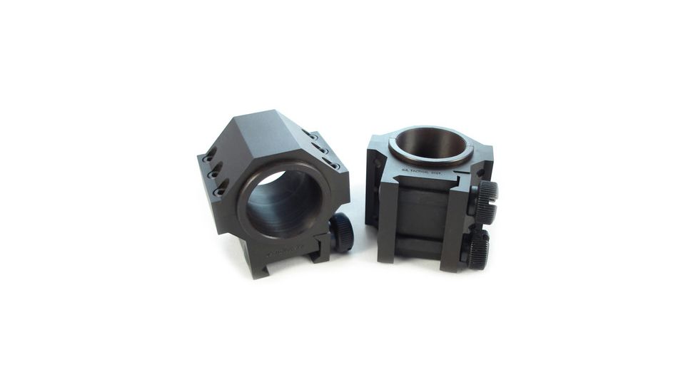 US Tactical Systems Steel Double Width .50 BMG and Large Caliber Scope Rings with 1 in Inserts, Matte Black 660-DDA