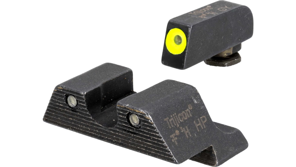 USED EDEMO Trijicon Glock HD Night Sight Set - Front Sight Yellow Outline / Green Tritium, Rear Sight Black Outline / Green Tritium, GL101Y, EDEMO1, EDEMO1, Condition Fair, Scratches