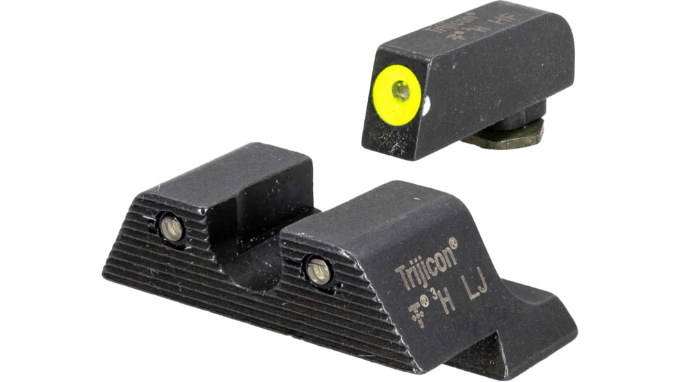 USED EDEMO Trijicon Glock HD Night Sight Set - Front Sight Yellow Outline / Green Tritium, Rear Sight Black Outline / Yellow Tritium, GL101Y-RY, EDEMO2, EDEMO1, Condition Fair, Scratches