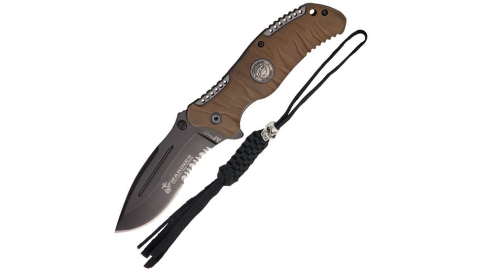 USMC 5 inch Marine Folder 4Mm Blk Se, Brown Knife USMA1020BTCS