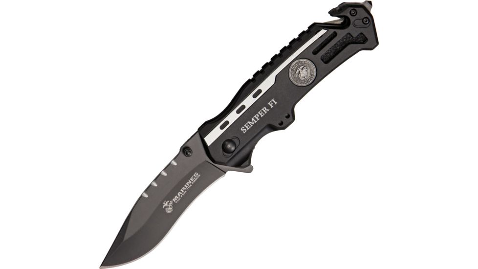 USMC Marine Rescue A/O, Plain edge, Black Finish USMA1002DP