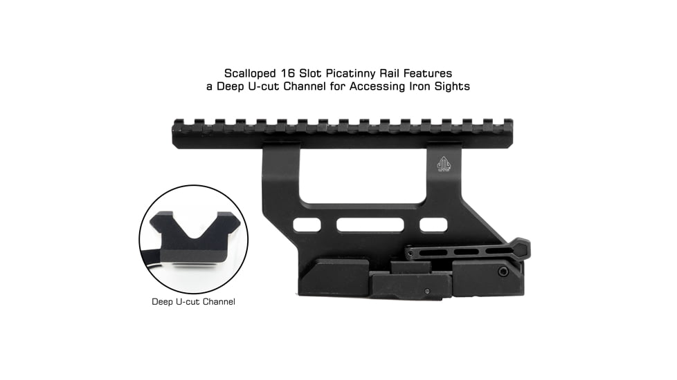 UTG Pro ACCU-SYNC QR AK Side Mount, Universal, 2 Slots, Matte Black Anodized Steel-reinforced 6061-T6 Aluminum, Black, MT-UAK01