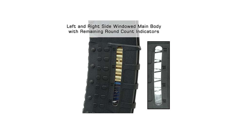Leapers UTG Pro AR15 30 Round Windowed Polymer Magazine, .223/5.56, Black, Medium, RBT-AM30-30RD